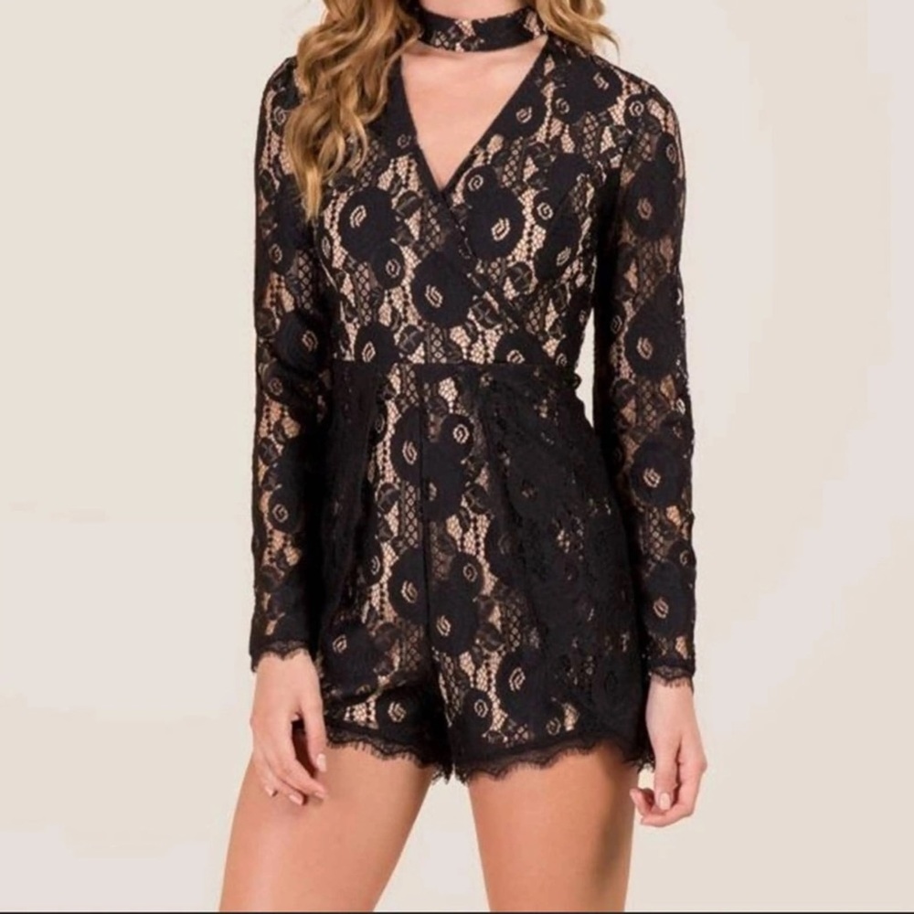 Black Lace Romper - Francesca’s